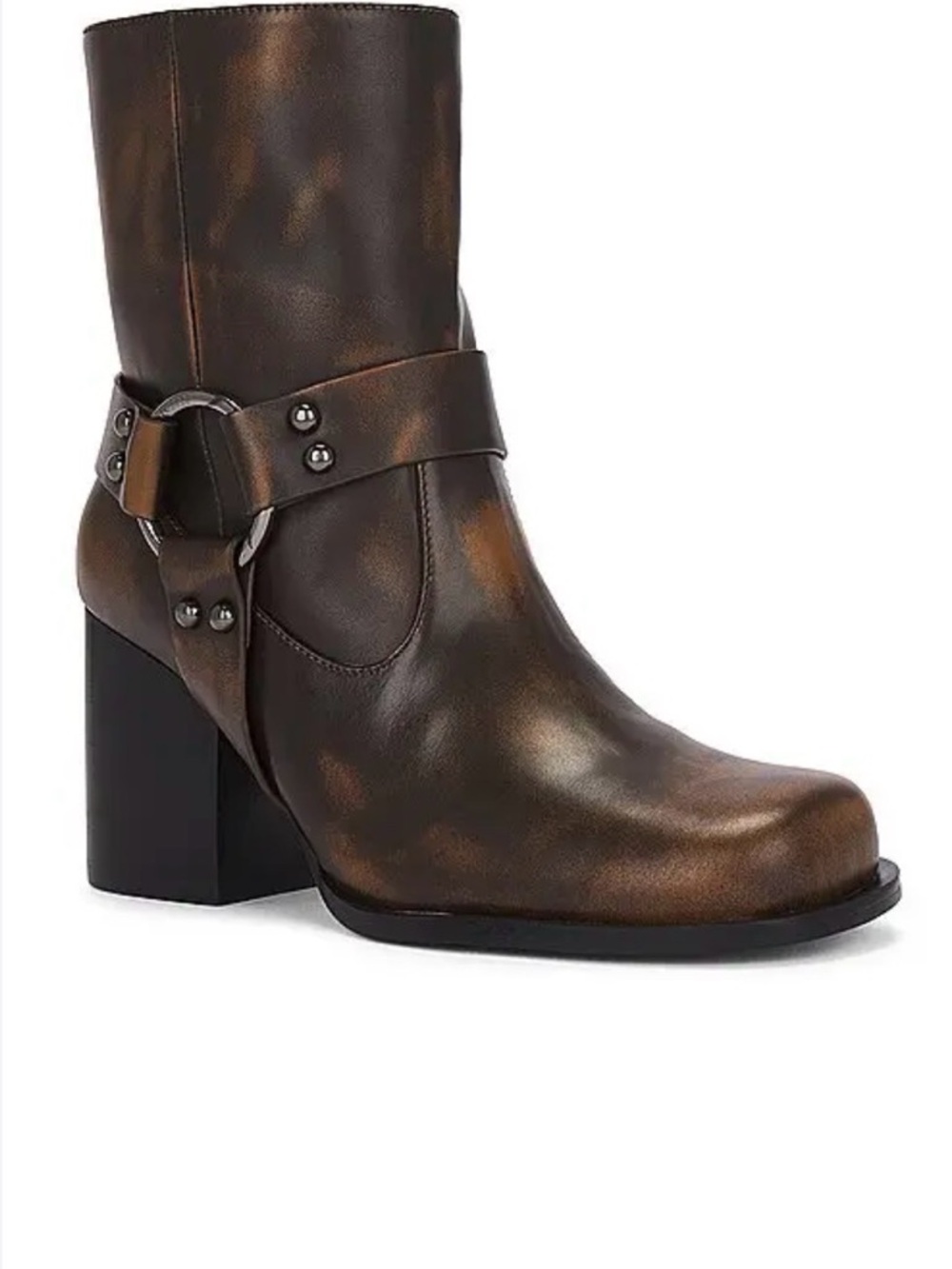 RAYE NWOT Women's Brown Leather Block Heel Ankle Boot